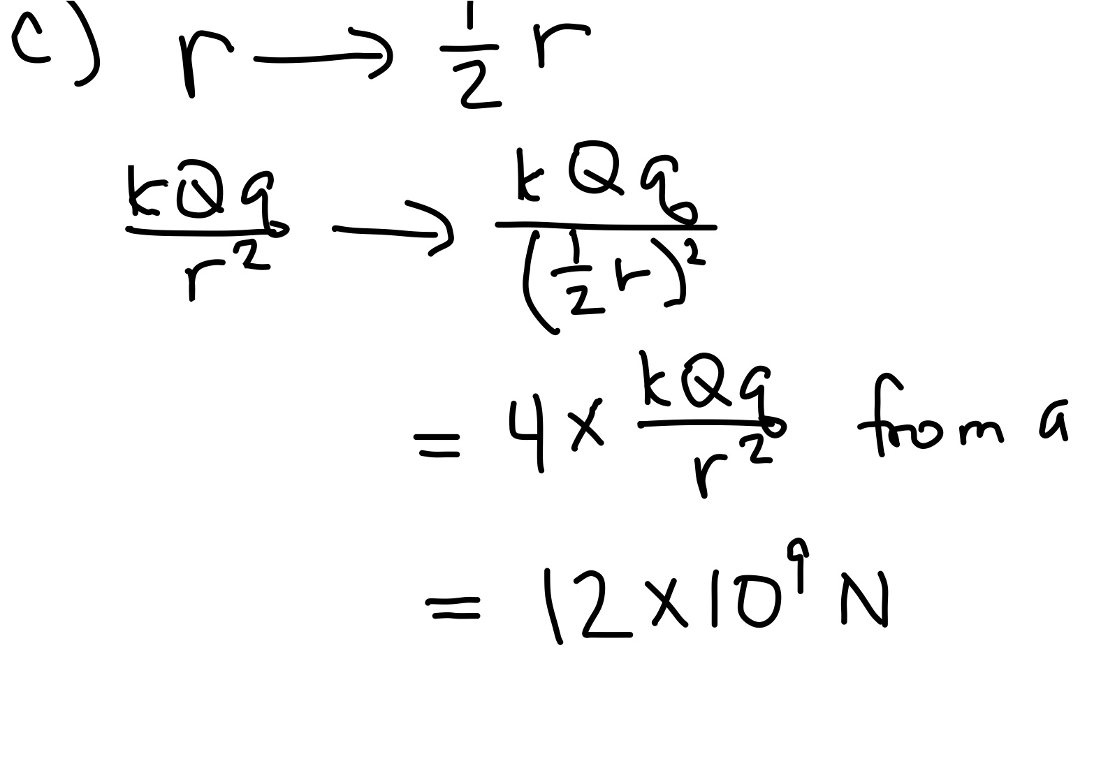 Example of Coulomb's Law for two charges on x-axis, part c